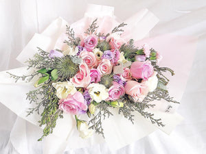 Prestige Bouquet To You (Eustoma, Eryngium, Roses, Casphia, Spray Carnation)