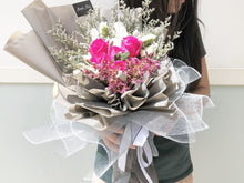Load image into Gallery viewer, Prestige Wrap Roses To You (6 Cherry Pink Roses Grey Wrap)
