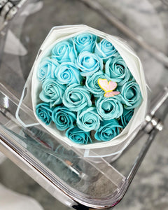 Everlasting Soap Flower Bouquet To You -18 Ombre Blue Turquoise