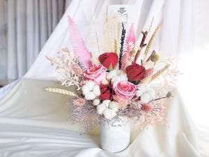 Preserved Flowers To You (Preserved Roses, Cotton Flower, Pampas, Ruscus, Wheat, Bunny Tail)