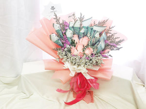 Prestige Money Flower Bouquet To You (Roses, Silver Leaf, Statice, Casphia)