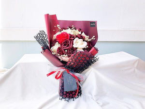 Everlasting Soap Flower Bouquet To You- 18 Flower Mix (Maroon Red)