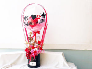 Hot Air Ballon You (Everlasting Soap Flowers Red Pink Design)