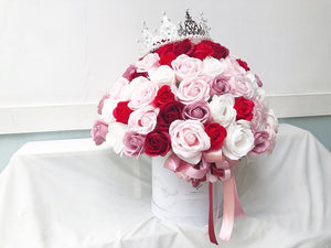 Everlasting Soap Flower Box To You- 99 Roses (Red Pink White Theme)