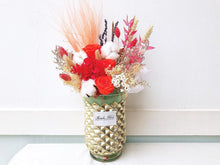 Load image into Gallery viewer, Preserved Flowers Vase To You (3 Roses + Hydrangea Design Chili Red)
