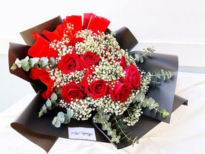 Prestige Wrap Roses To You (Roses, Baby Breath, Eucalyptus)