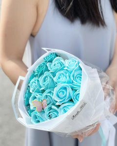 Everlasting Soap Flower Bouquet To You -18 Ombre Blue Turquoise