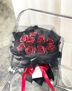 Lace Wrap Style***LACE WRAP Everlasting Soap Roses Bouquet To You-12 Marron Red
