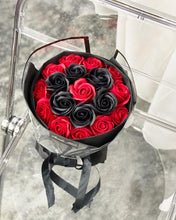 Load image into Gallery viewer, RUSSIAN WRAP Everlasting Soap Roses Bouquet To You - Russian Style 12 Red 6 Black
