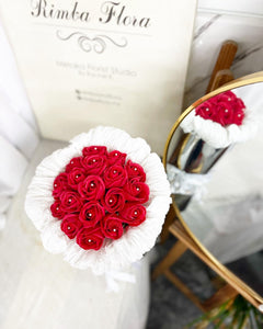 Metallic Round Wrap Everlasting Soap Roses Bouquet To You - Metalic Round Wrap 18 Red Roses