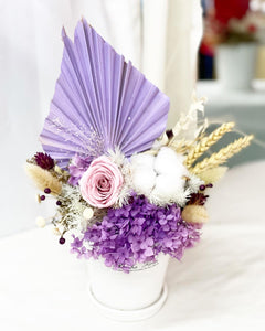 Preserved Flower Vase To You (Preserved Purple Flowers Roses, Cotton Flowers & Assorted Dried Flowers Collection)