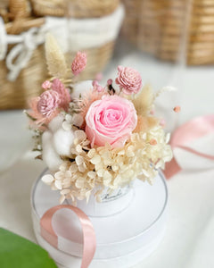 Flower Box To You (Preserved Flowers Roses Soft Pink, Hydrangea White & Assorted Dried Flowers Collection)