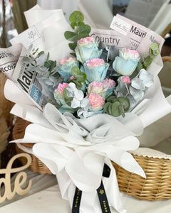 Prestige Bouquet To You (Mermaid Roses Silver Leaf Design)(Small 3 Roses)