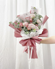 Load image into Gallery viewer, Prestige Bouquet To You (Cappuccino &amp; Quicksand Roses Eucalyptus Design) (Small 6 Roses)
