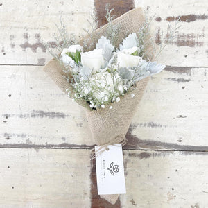 Signature Bouquet To You (Roses White Silver Leaf Design)