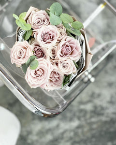 Russian Wrap Bouquet To You  (Roses Menta & Eucalyptus  Design) (Small 6 Roses)