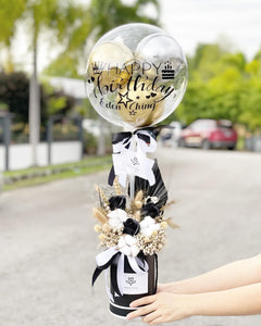 Hot Air Ballon You (Everlasting Soap Flowers Black Gold Design)