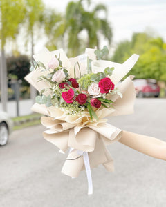 Prestige Bouquet To You  (Red, Quicksand & Cappuccino Roses Design) (Standard 12 Roses)