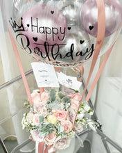 Load image into Gallery viewer, Hot Air Ballon To You Hot Air Baloon To You ( 24 Pink Dusty Pink Roses Silver Leaf Design)

