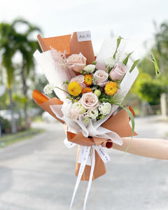 Premium Prestige Bouquet To You  (Quicksand Roses And Dahlia Design)(Standard  Size)