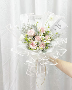 Prestige Bouquet To You  (Pink Roses Hana White Design) (Small 3 Roses)
