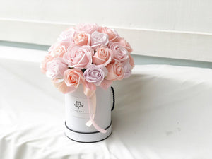 Everlasting Soap Flower Box To You - 33 Roses (Carol Pink Pastel Design)