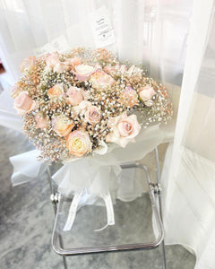 Prestige XXXL Size Bouquet To You (20 Pink Roses Baby Breath Design)