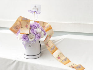Everlasting Soap Flower Box To You - 33 Roses (Purple White Design)
