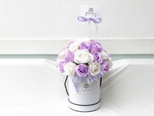 Load image into Gallery viewer, Everlasting Soap Flower Box To You - 33 Roses (Purple White Design)
