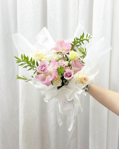 Premium Prestige Bouquet To You  (Matt Pink Roses, Eustoma, Spray Roses  Design)( Standard Size)