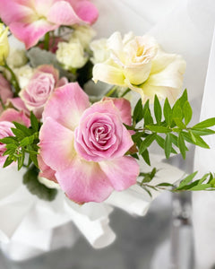 Premium Prestige Bouquet To You  (Matt Pink Roses, Eustoma, Spray Roses  Design)( Standard Size)