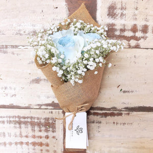 Signature Bouquet To You (Roses Blue White Baby Breath Design)