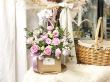 Load image into Gallery viewer, Flower Box To You  (Fluffy Eustoma Roses Soft Pink Purple Design)
