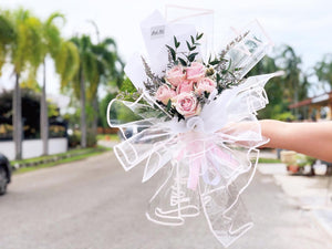 Prestige Bouquet To You  (Pink Roses Eucalyptus Style Wrap Design)