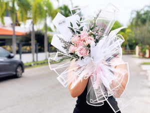 Prestige Bouquet To You  (Pink Roses Eucalyptus Style Wrap Design)