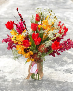 Flower Jar To You (Tulip, Orchids, Anmi Majus, Leucoscapermum)
