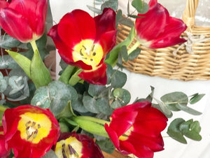 Flower Jar To You (Red Tulip Eucalyptus Jar Design)