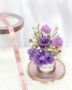 Flower Box To You (Preserved Purple Flowers Roses, Hydrangea & Assorted Dried Flowers Collection)