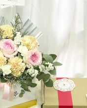 Load image into Gallery viewer, Flower Box To You  (Pink Roses &amp; Cappuccino Carnation Design)
