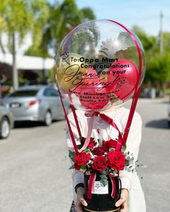 Hot Air Ballon To You  (Red Roses Flower Design)