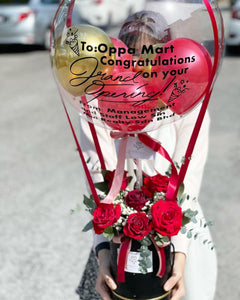 Hot Air Ballon To You  (Red Roses Flower Design)