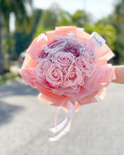 Load image into Gallery viewer, Everlasting Soap Flower Bouquet To You -12 Roses 2 Tone Pink Lacey Design)
