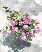 Load image into Gallery viewer, Flower Jar To You (Tulip Purple, Chamomile Eucalyptus Jar Design)
