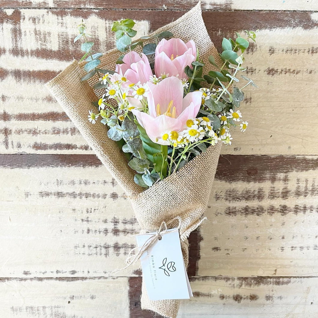 Exclusive Signature Bouquet To You (Tulip Pink Chamomile Eucalyptus Design)
