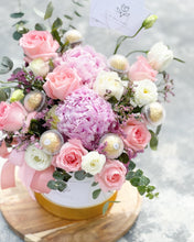 Load image into Gallery viewer, Flower Box To You  (Pastel Pink Peony Roses &amp; Ferraro Rocher Design)
