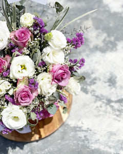 Flower Box To You  (Fluffy Eustoma Lavender Roses Design)