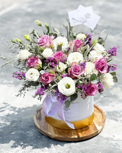 Flower Box To You  (Fluffy Eustoma Lavender Roses Design)
