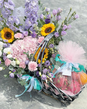 Load image into Gallery viewer, Extravagant Fruit Flower Basket To You (Purple Yellow Pink Earth Color Design )
