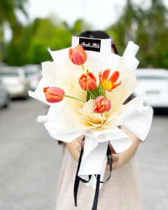Prestige Bouquet To You (Tulip Orange Series-5 Stalks Style Wrap Design)