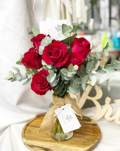 Valentines Flower Jar To You (Red Roses Eucalyptus Jar Design)